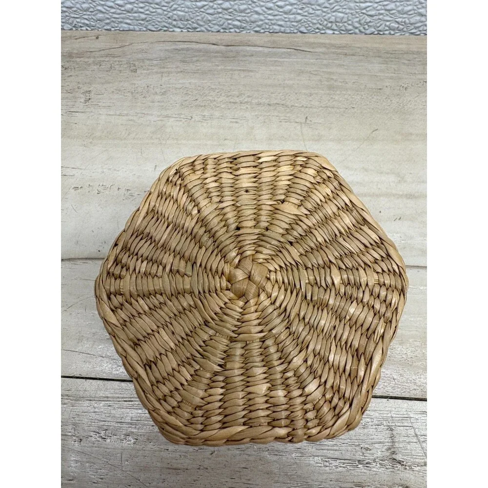 Vtg Set Of 2 Handwoven Basket Handmade